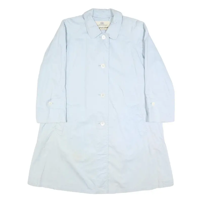 Aquascutum Womens Light Blue Rayon Button Jacket M Plain Classic Coat 1