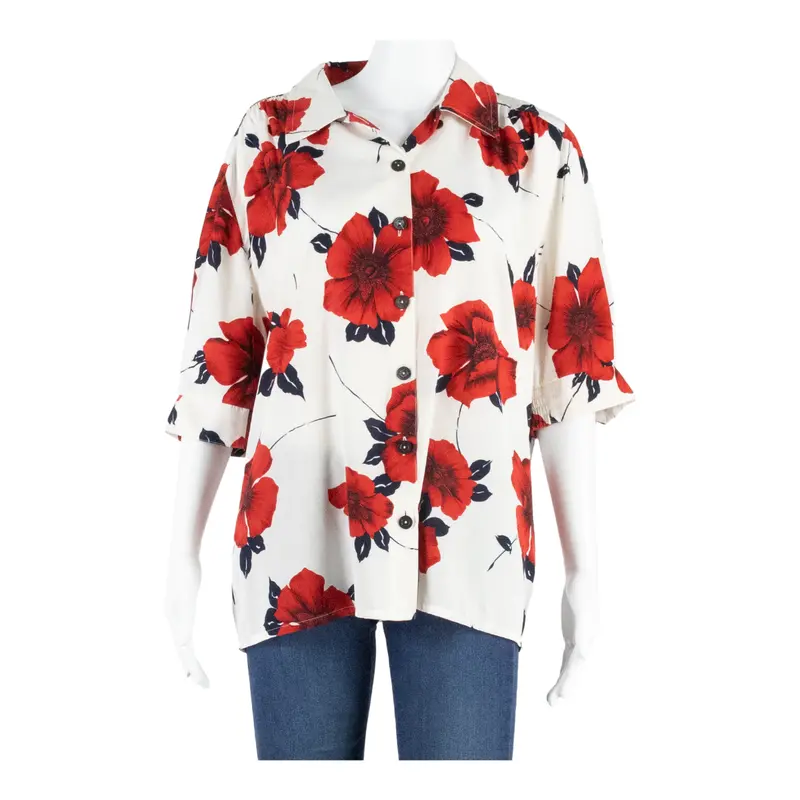 Ara Moden Womens Printed Blouse Red Floral L 1