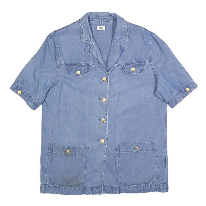 Ara Womens Blue Denim Button Cotton Long Sleeve Jacket L Casual Light 1