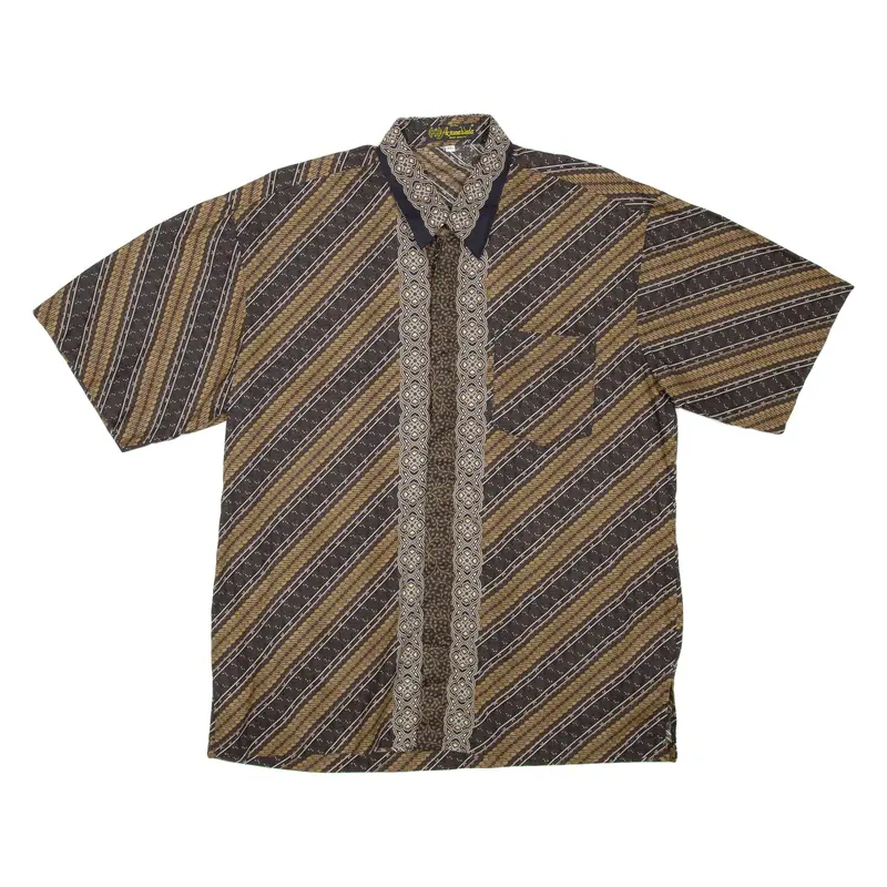 Arjuna Weda Mens Shirt Brown Striped 2Xl 1