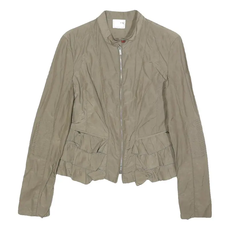 Armani Collezioni Womens Beige Tailored Zip Jacket Xs Woven Plain Lightweight 1