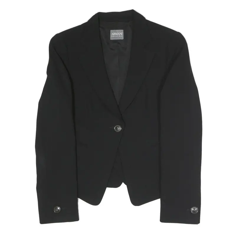 Armani Collezioni Womens Black Button Jacket S Polyester Blend Tailored Classic 1