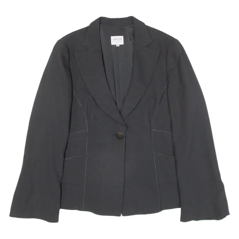Armani Collezioni Womens Blazer Jacket Black Knit L 1