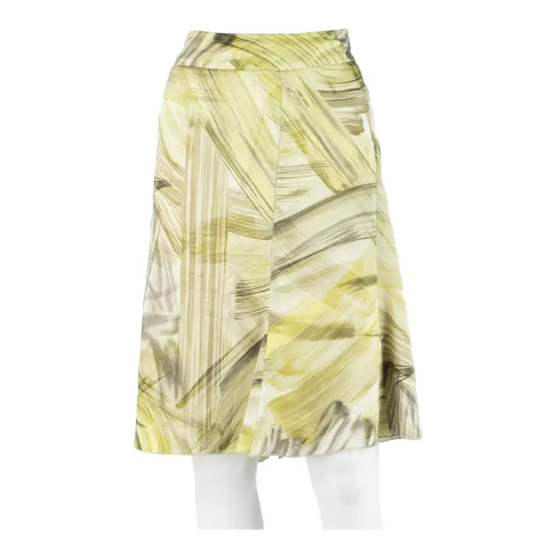 Armani Collezioni Womens Flare Skirt Green Knee Length Silk Crazy Pattern S 1