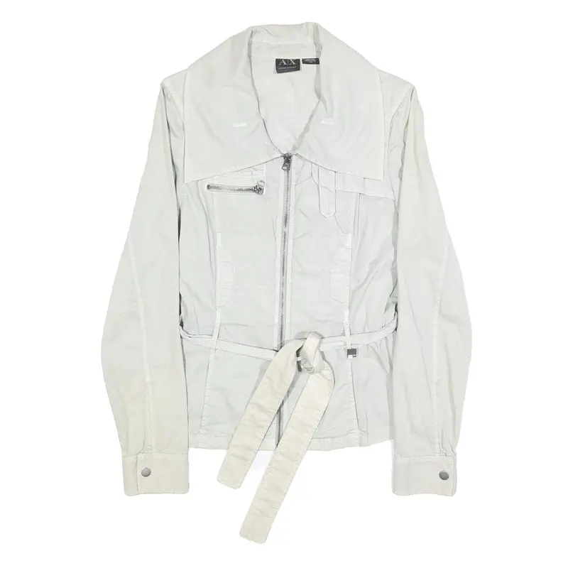 Armani Exchange Womens White Cotton Zip Jacket M Casual Lightweight Stylish 1