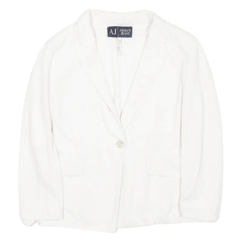 Armani Jeans Cropped Womens Blazer Coat White Viscose L 1