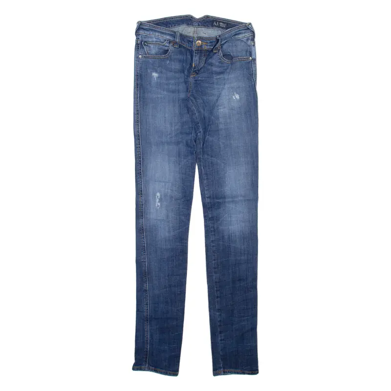 Armani Jeans Distressed Womens Jeans Blue Slim Skinny W26 L33 1