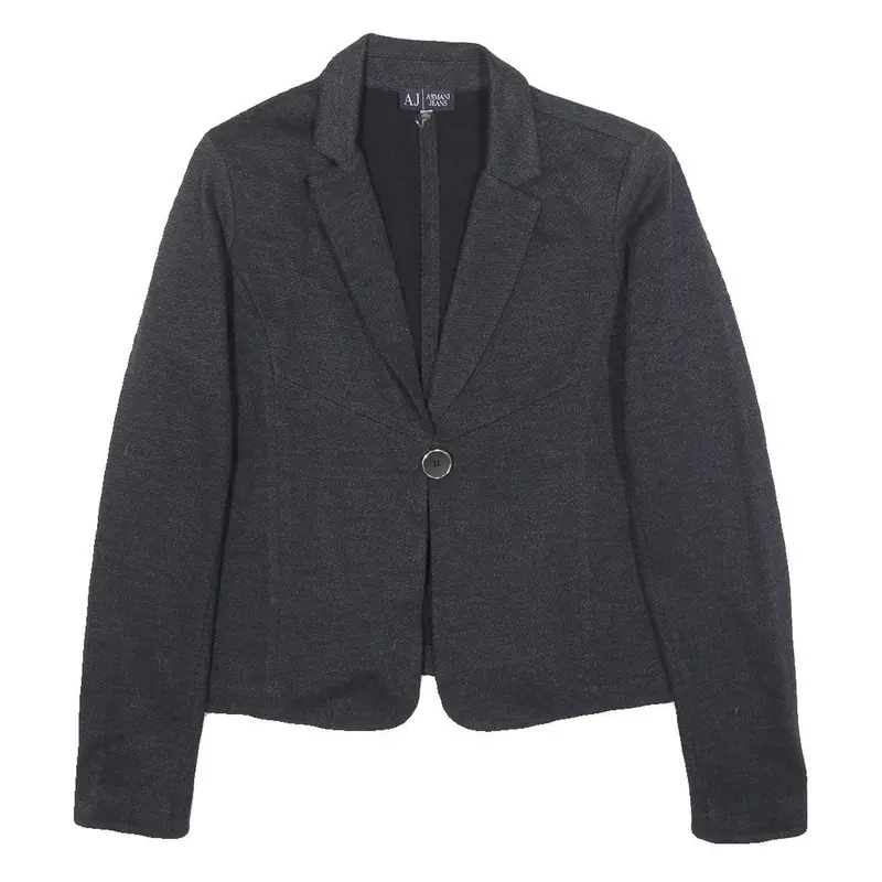 Armani Jeans Womens Black Button Jacket S Woven Tailored Casual Workwear 1
