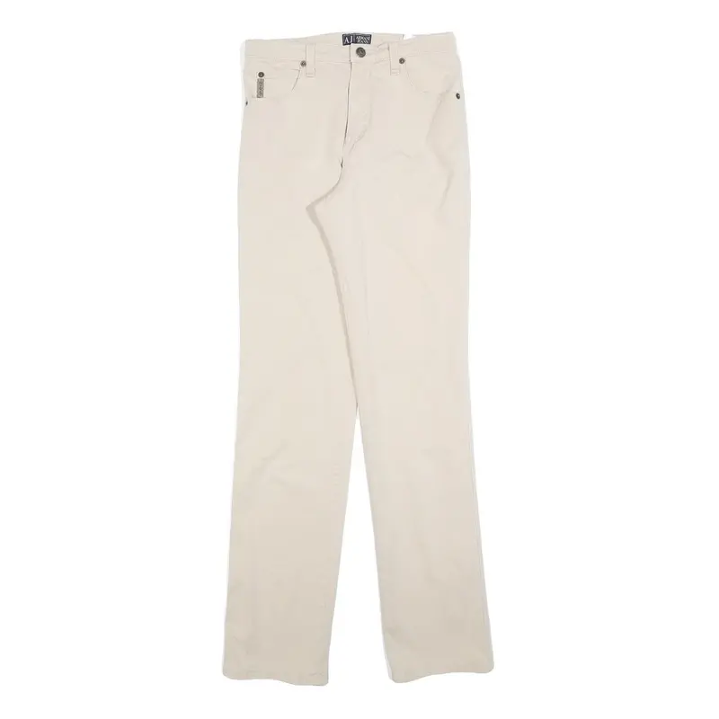 Armani Jeans Womens Cotton Blend Beige Slim Straight Trousers W26 L32 1