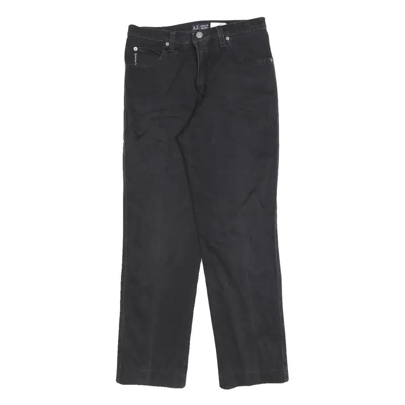 Armani Jeans Womens Cotton Blend Black Regular Straight Trousers W26 L28 Stylish 1