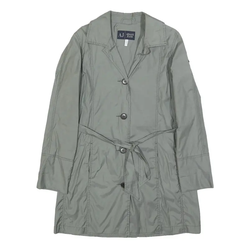 Armani Jeans Womens Grey Cotton Blend Button Jacket S Plain Lightweight Stylish 1