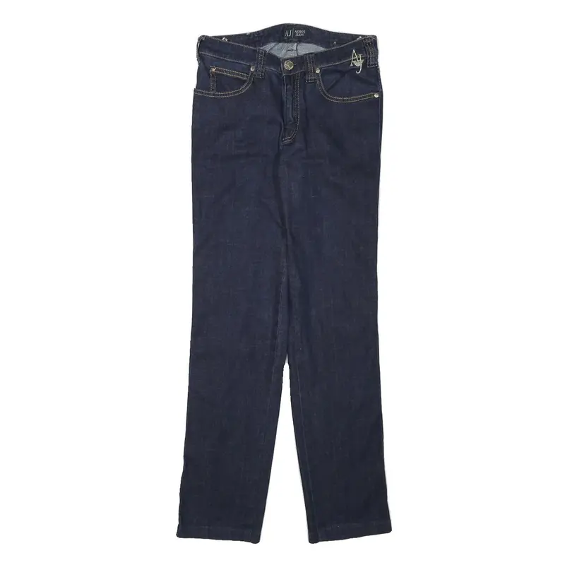 Armani Jeans Womens Jeans Blue Regular Straight Denim Dark W27 L29 Zip Cotton 1