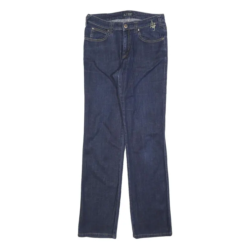 Armani Jeans Womens Slim Blue Denim Jeans W28 L32 Stylish Logo Zip 1