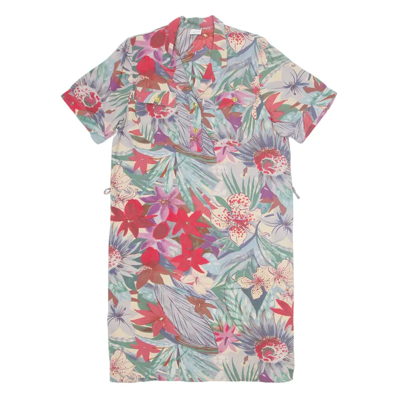 Armonie Womens Shift Dress Cream Viscose Floral Short Sleeve Midi L 1