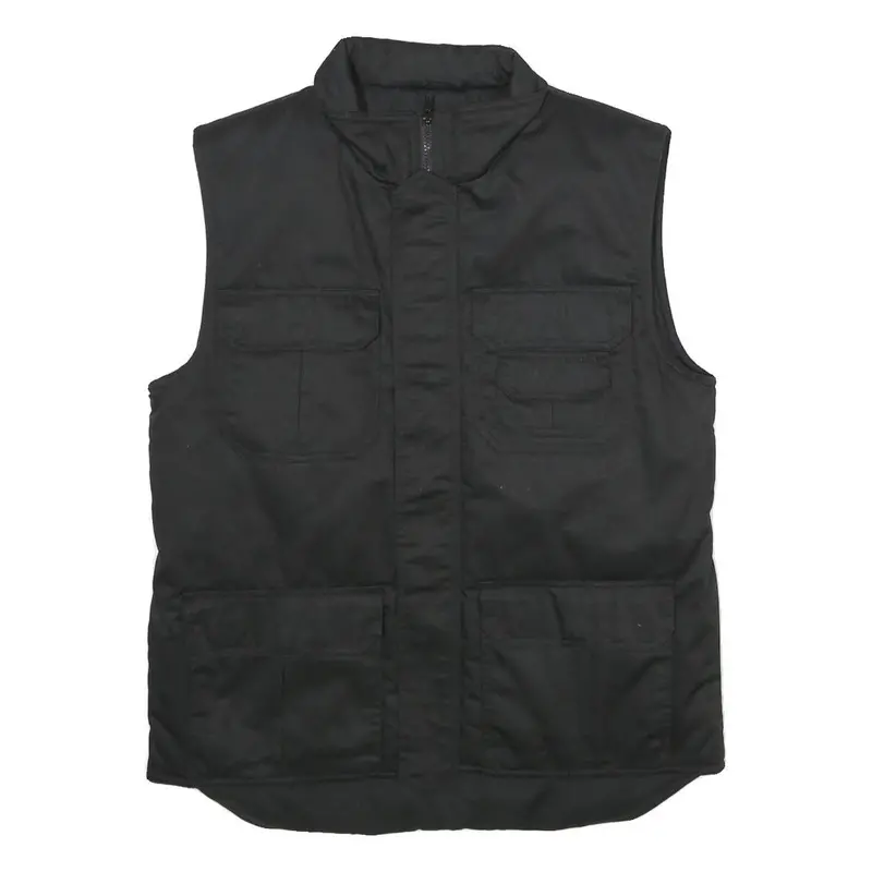 Army-Tex Mens Black Outdoor Jacket M Polyester Blend Plain Zip Utility Vest 1