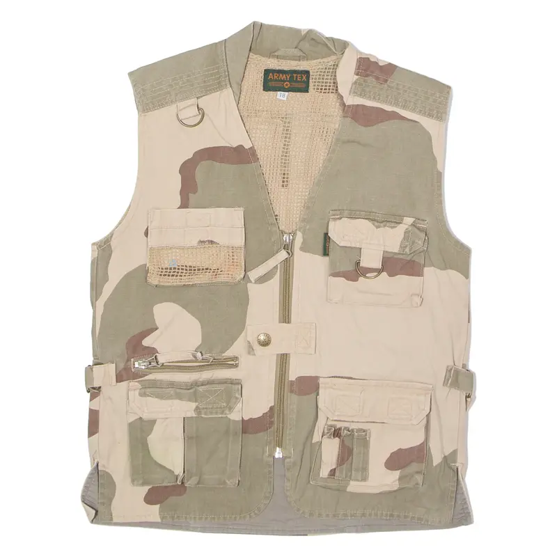 Army Tex Mens Gilet Beige Canvas 90S Camouflage Xxs 1