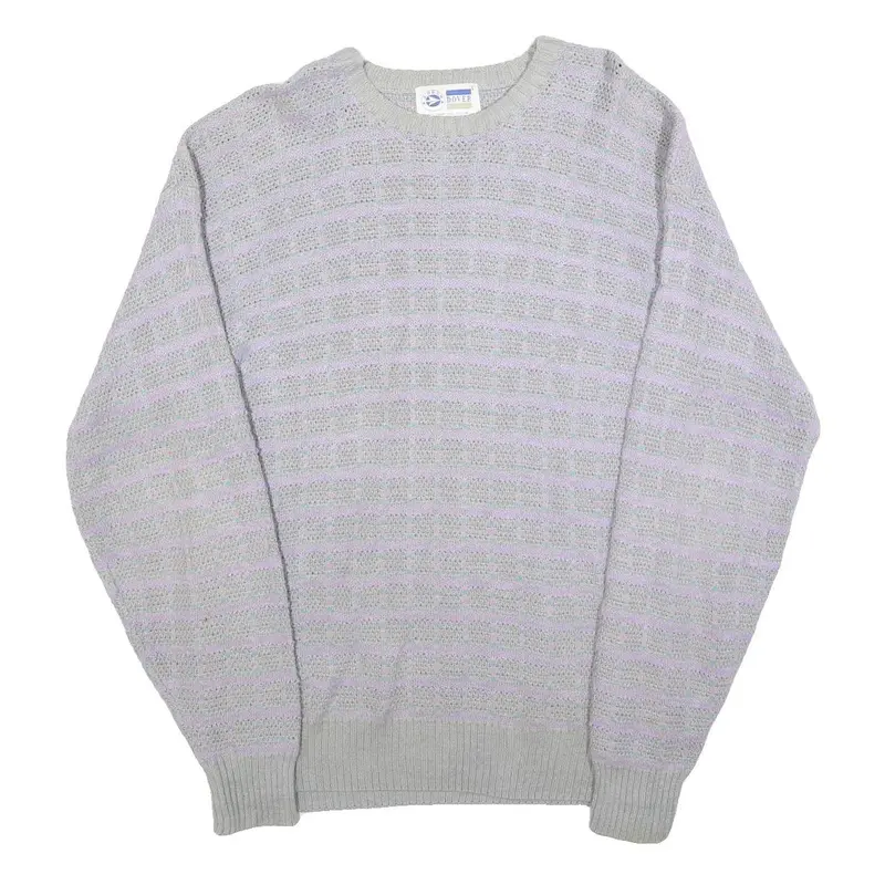 Arrow Womens Grey & Lilac Patterned Jumper Crew Neck Basic Knit L Cotton Blend 1