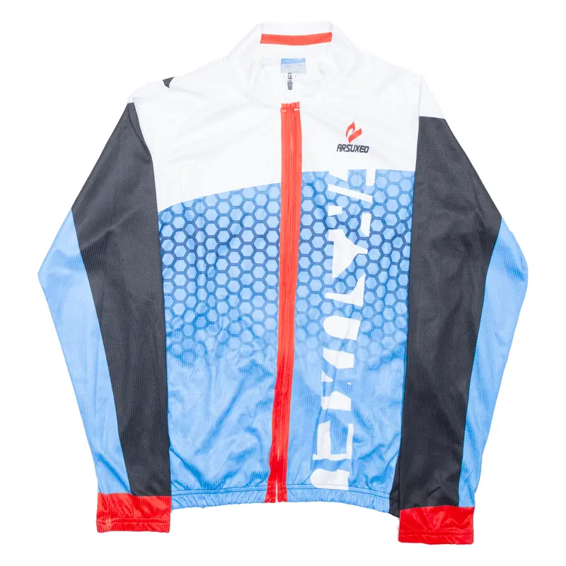 Arsuxed Full Zip Cycling Shirt Mens Jersey Blue Long Sleeve M 1