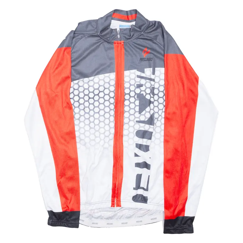 Arsuxed Full Zip Cycling Shirt Mens Jersey Red Long Sleeve M 1