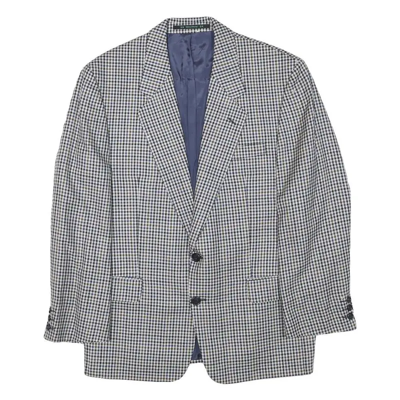 Arthur Bell Mens Black & White Check Jacket M Wool Blend Button Closure Classic 1