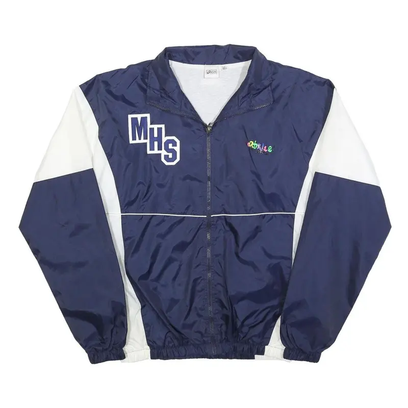 Asics Mens Navy & White Athletic Jacket S Polyester Zip Sportswear 1