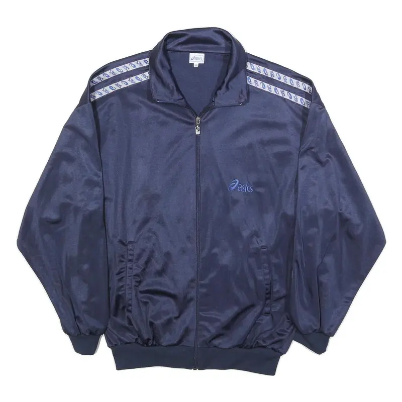 Asics Womens Navy Blue Zip Track Jacket L Polyester Sportswear 1