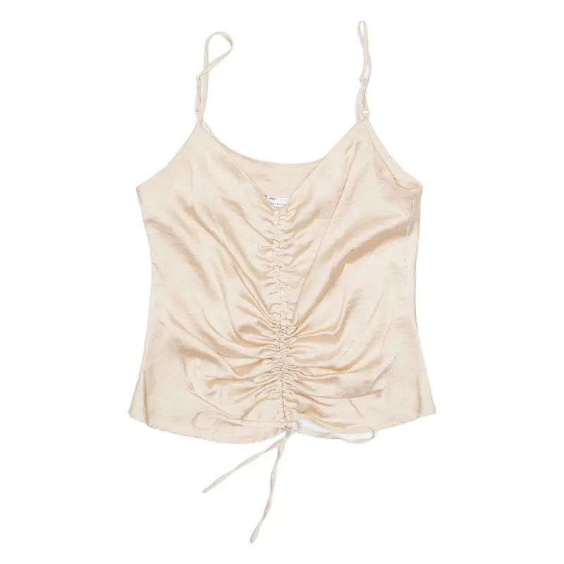 Asos Design Cropped Womens Camisole Vest Beige V-Neck Uk 6 1
