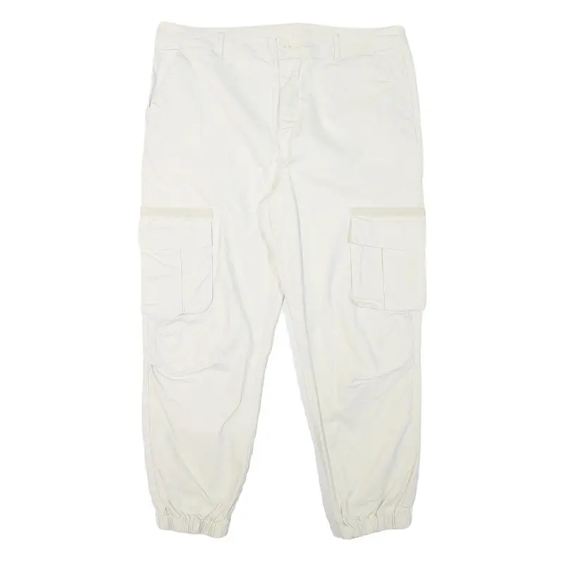 Asos Mens White Relaxed Cargo Trousers W38 L27 Button Closure Casual Lightweight 1