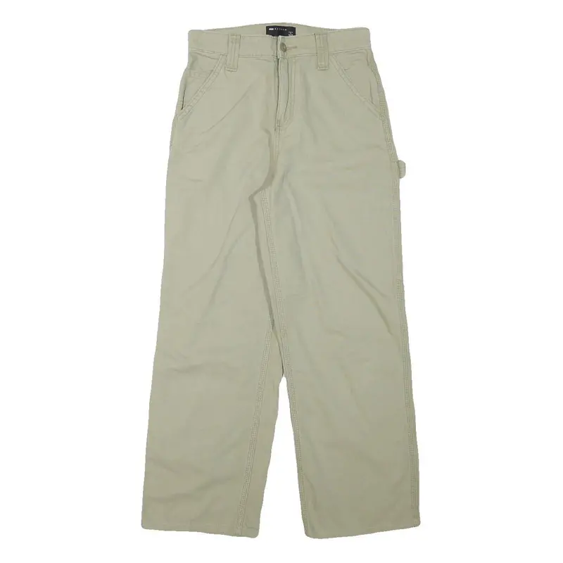 Asos Womens Cotton Blend Beige Relaxed Straight Trousers W26 L26 Casual Utility 1