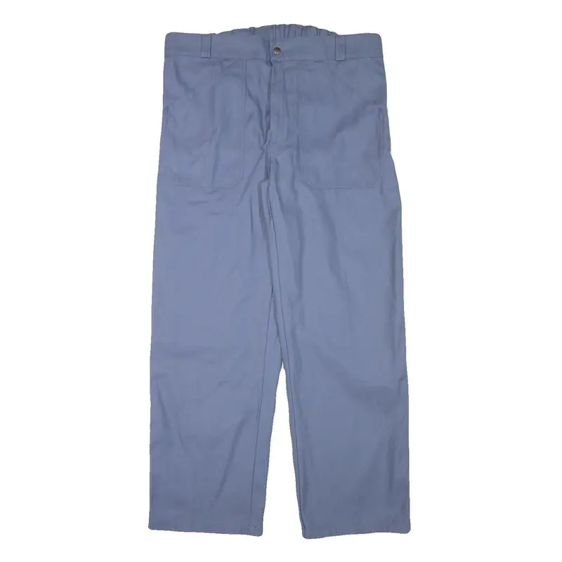 Astratex Mens Blue Regular Straight Trousers W37 L31 Polyester Blend Zip Casual 1
