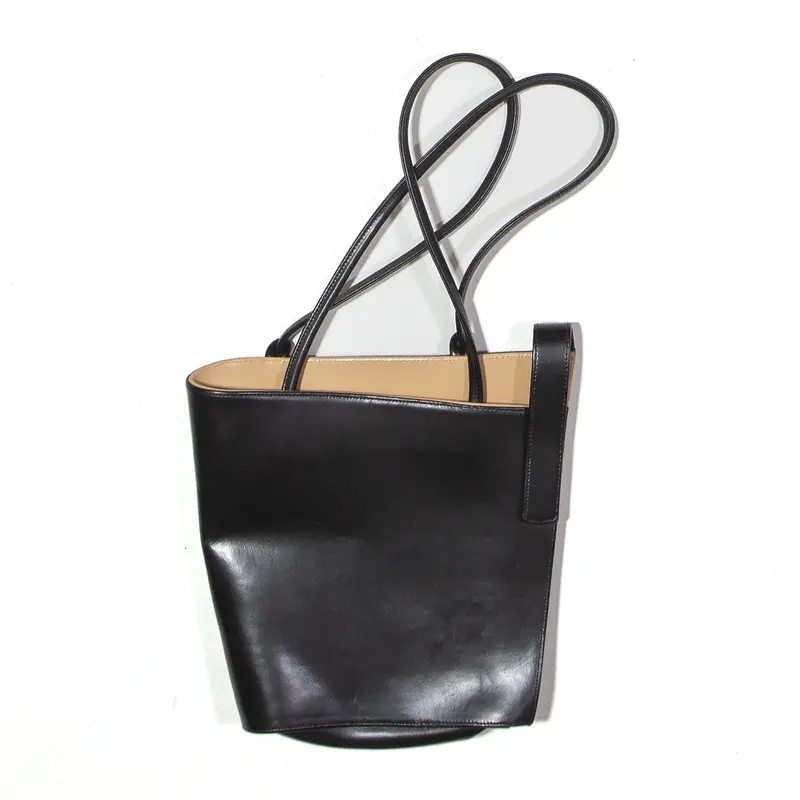 Asymmetric Leather Look Tote Bag Black Womens 1