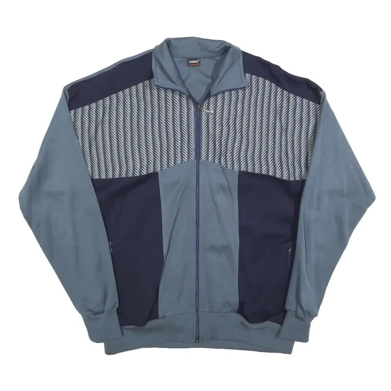 Athlet Classic Mens Blue & Navy Zip Jacket L Polyester Blend Colourblock Casual 1