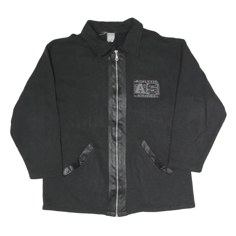 Athletic Sport Mens Black Outdoor Zip Jacket M Polyester Blend Woven Plain 1