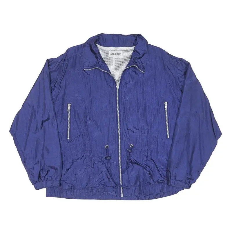 Athletic Womens Blue Zip Jacket S Polyester Plain Lightweight Casual Sportswear 1