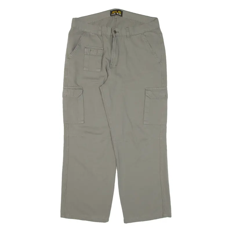 Atlas Cargo Mens Trousers Green Loose Straight W35 L28 1