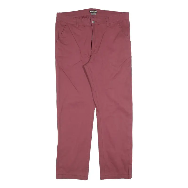 Atlas For Men Mens Cotton Blend Burgundy Regular Straight Trousers W38 L30 1