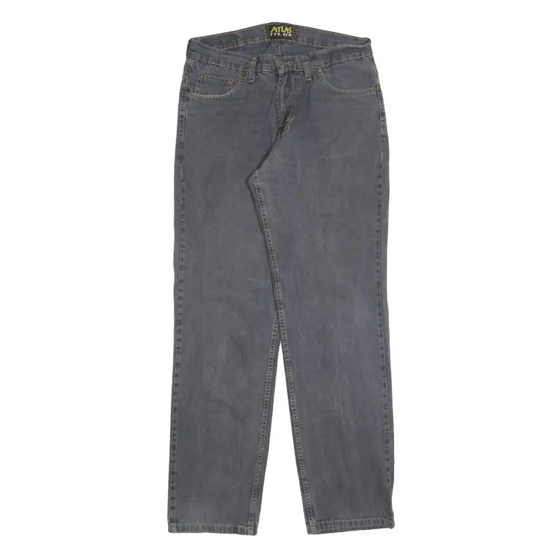 Atlas For Men Mens Regular Blue Denim Jeans W32 L34 Classic Cotton Blend Zip 1