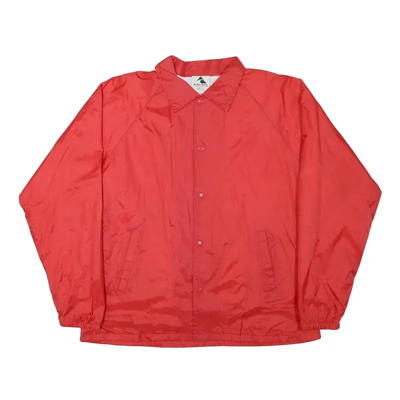 Augusta Mens Red Polyester Blend Coach Jacket L Lifeguard Print Button Closure 1