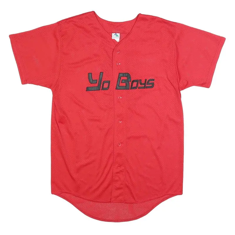 Augusta Sportswear Mens Red Yo Boys Button Front Short Sleeve Crew Neck Baseball 1