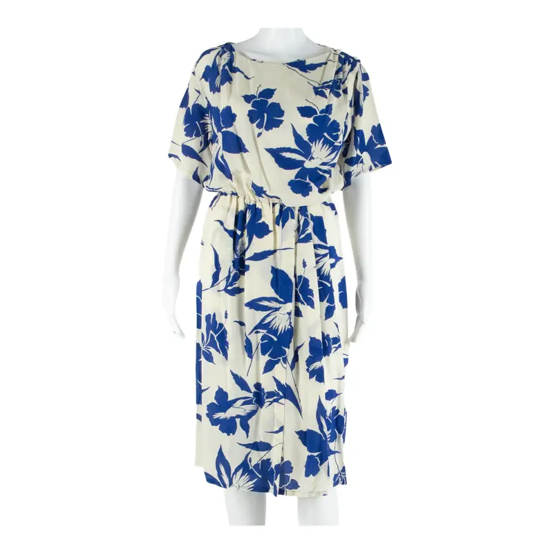 Aurora Villa Sheer Womens Fit & Flare Dress Beige 90S Floral Midi S 1