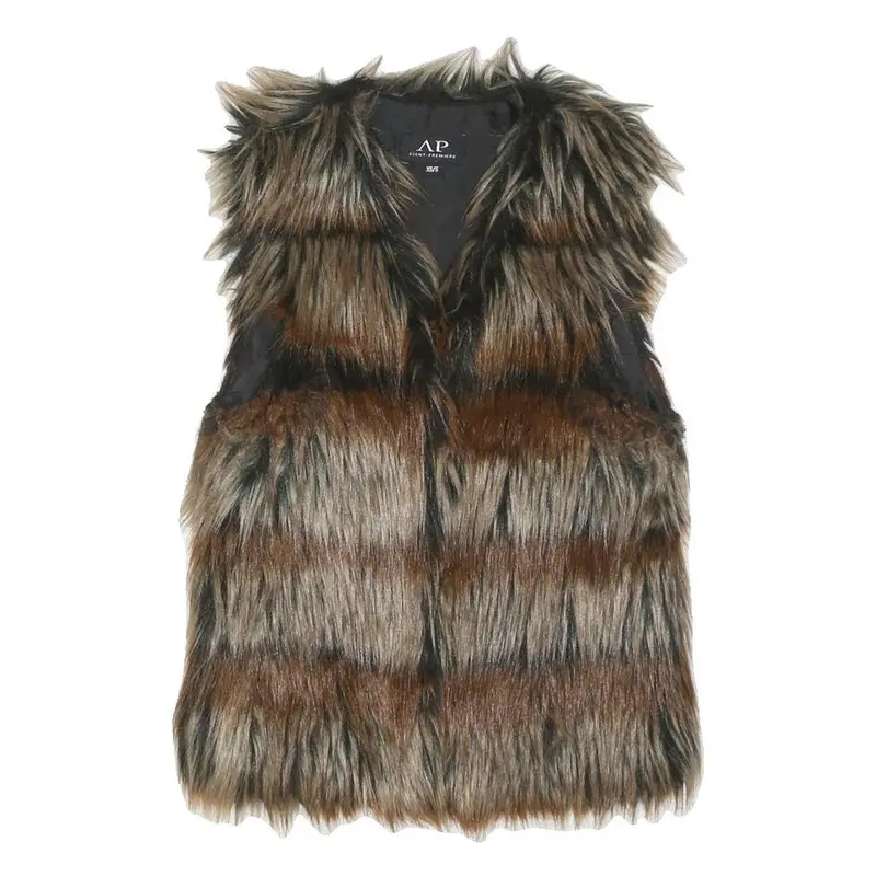 Avant Premiere Womens Brown Faux Fur Gilet Xs Polyester Blend Button Closure 1