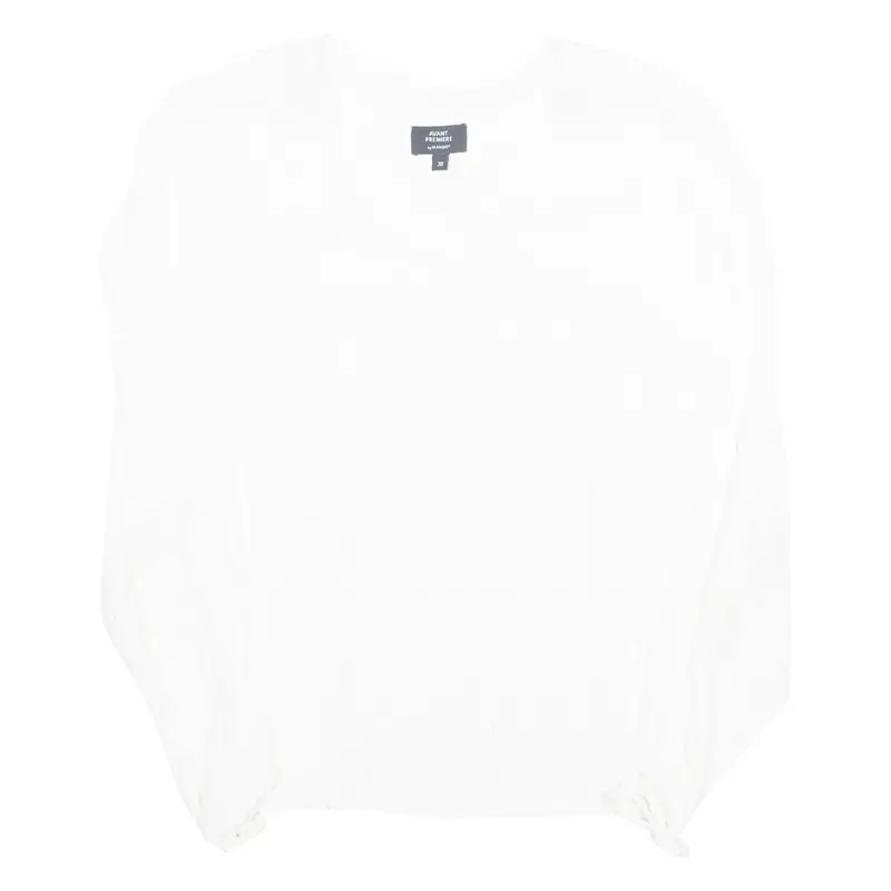 Avant Premiere Womens Ruffle Blouse White V-Neck Long Sleeve M 1