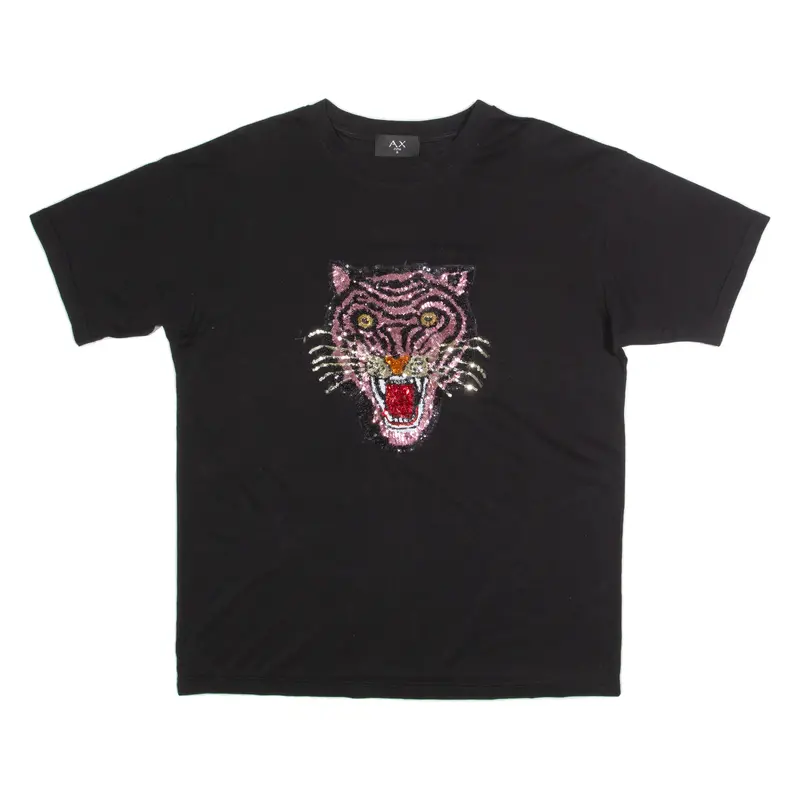 Ax Paris Tiger Oversized Womens T-Shirt Black Uk 8 1