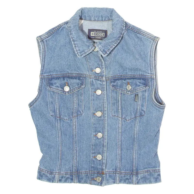 B Code Womens Denim Waistcoat Blue 90S S 1