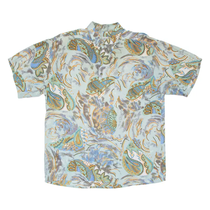 B.W. Moss Mens Shirt Green Crazy Pattern L 1