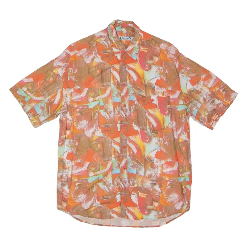 Balloon Mens Shirt Orange Crazy Pattern M 1
