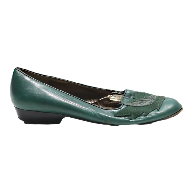 Bally Ballet Shoes Green Leather Womens Uk 6 1