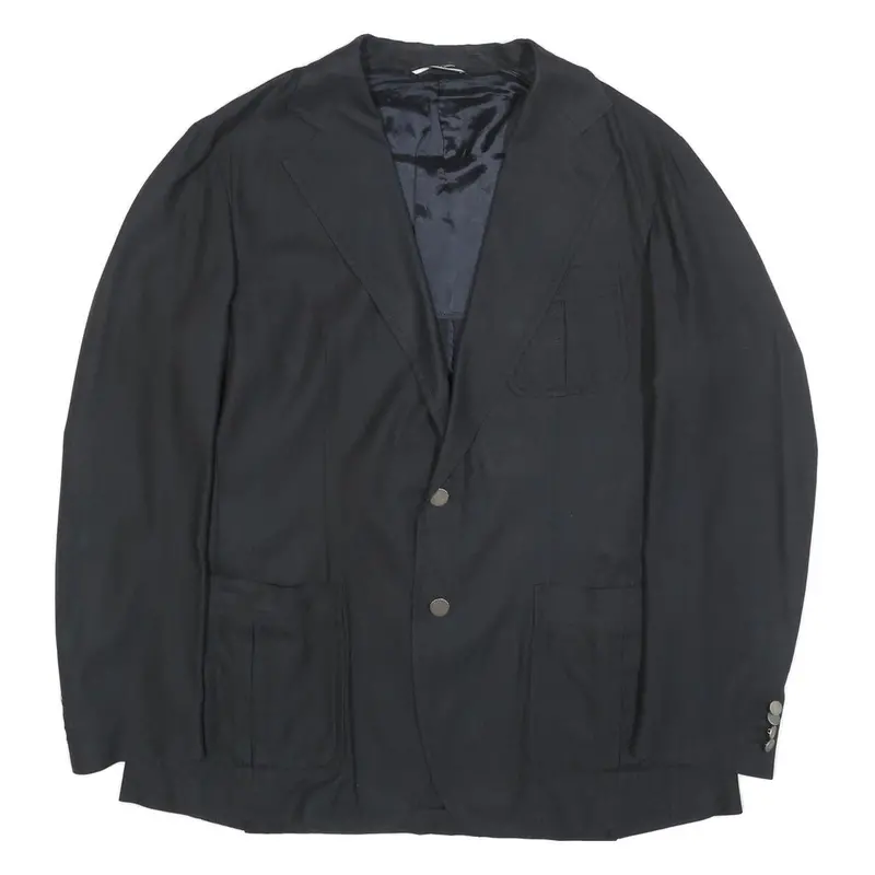 Bally Mens Black Cotton Blend Classic Jacket Xl Button Plain Stylish 1