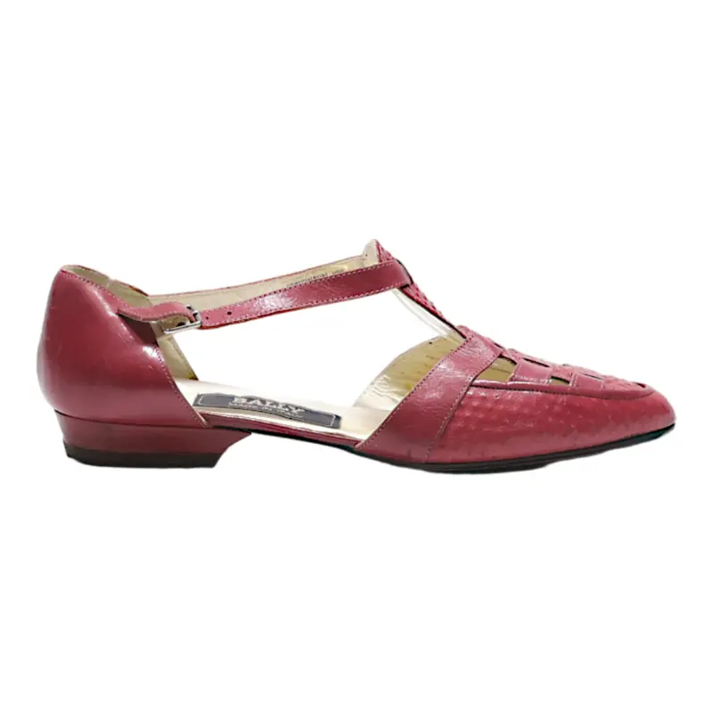 Bally Strappy Heels Maroon Leather Womens Uk 6.5 1