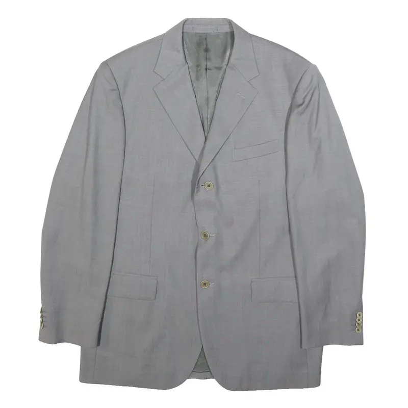 Balmain Mens Grey Wool Button Jacket Xl Woven Classic Fit Formal Blazer 1